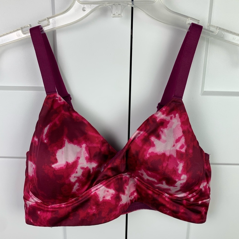 Adore Me LARGE Wireless Bralette Red White Adjustable Straps